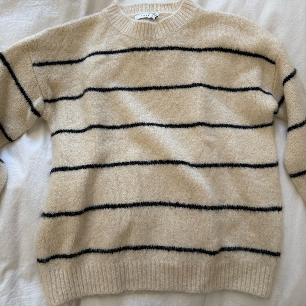 Striped Cream and Black Sweater